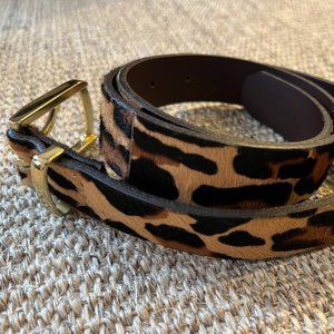J.Crew XS Calf hair belt in leopard NWT